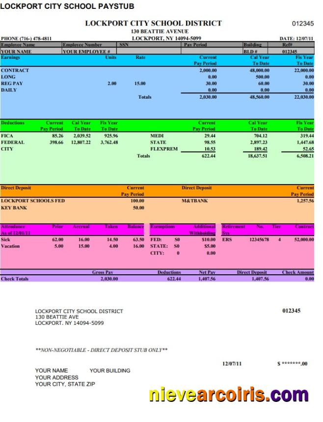 Lockport City School pay stub